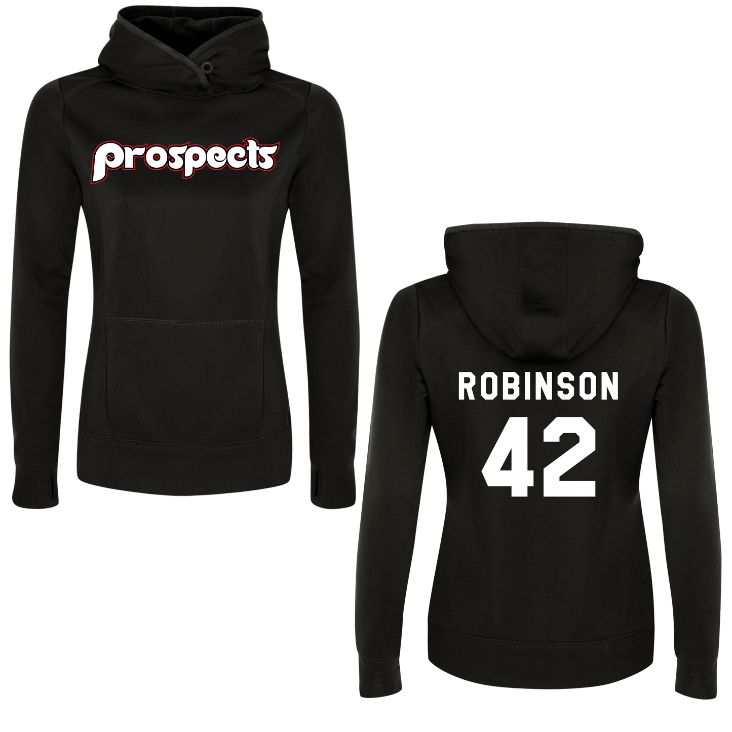 Prospects Ladies Polyester Hoodie W/ Name + Number OPTION