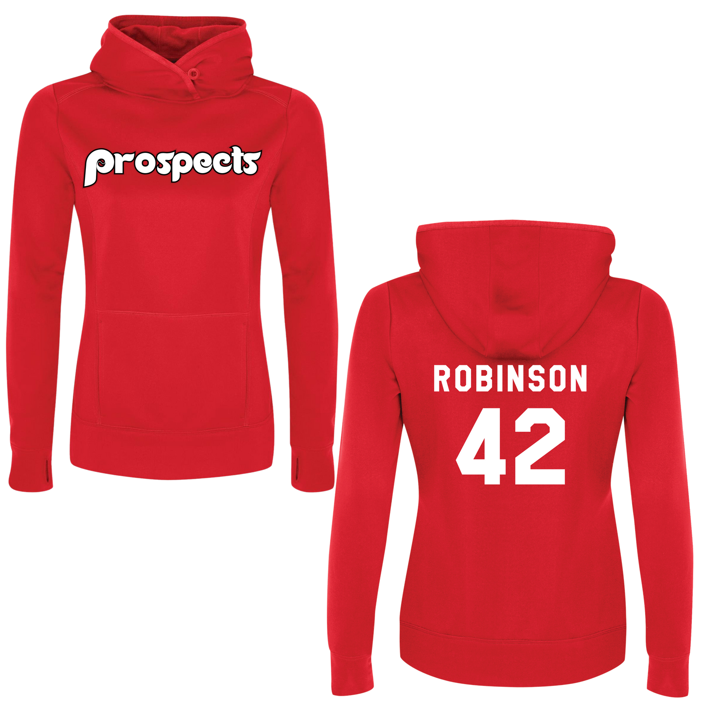 Prospects Ladies Polyester Hoodie W/ Name + Number OPTION