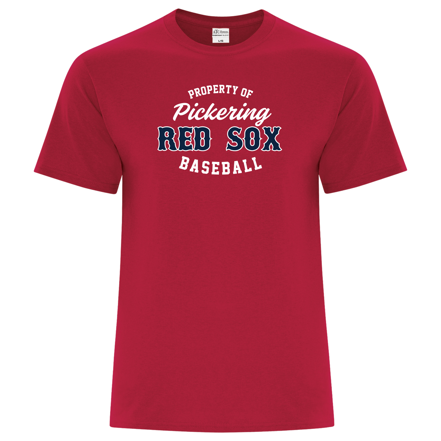Property of Pickering Red Sox Cotton/Poly Tee w/ Personalized Number Option