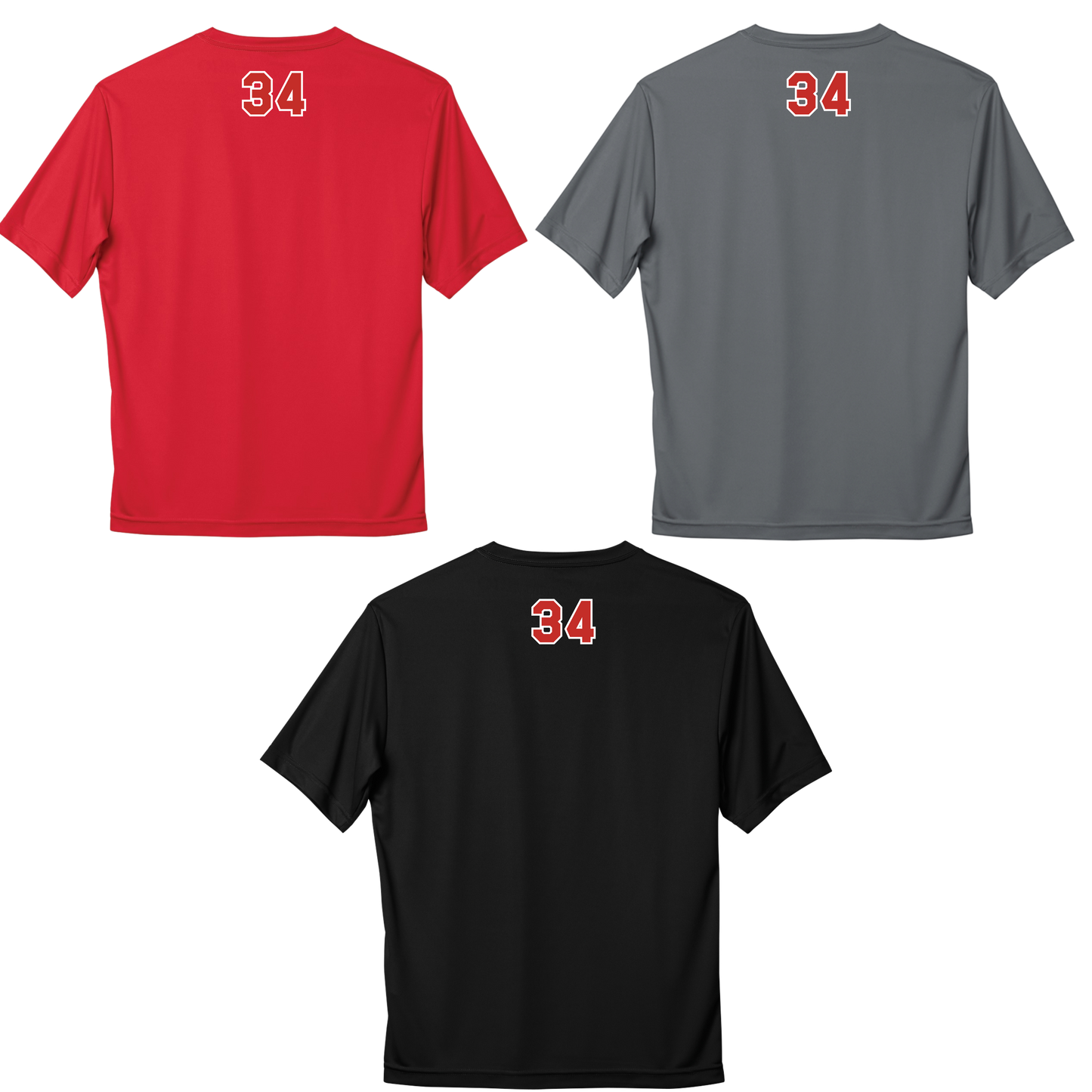 Pickering P Logo 3-Pack Poly "Dri-Fit" Tees with Personalized Number Option