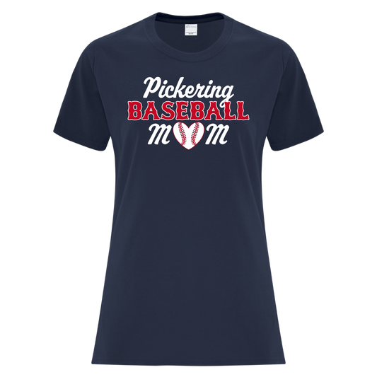 PICKERING BASEBALL MOM LADIES COTTON BLEND TEE WITH NAME + NUMBER OPTION