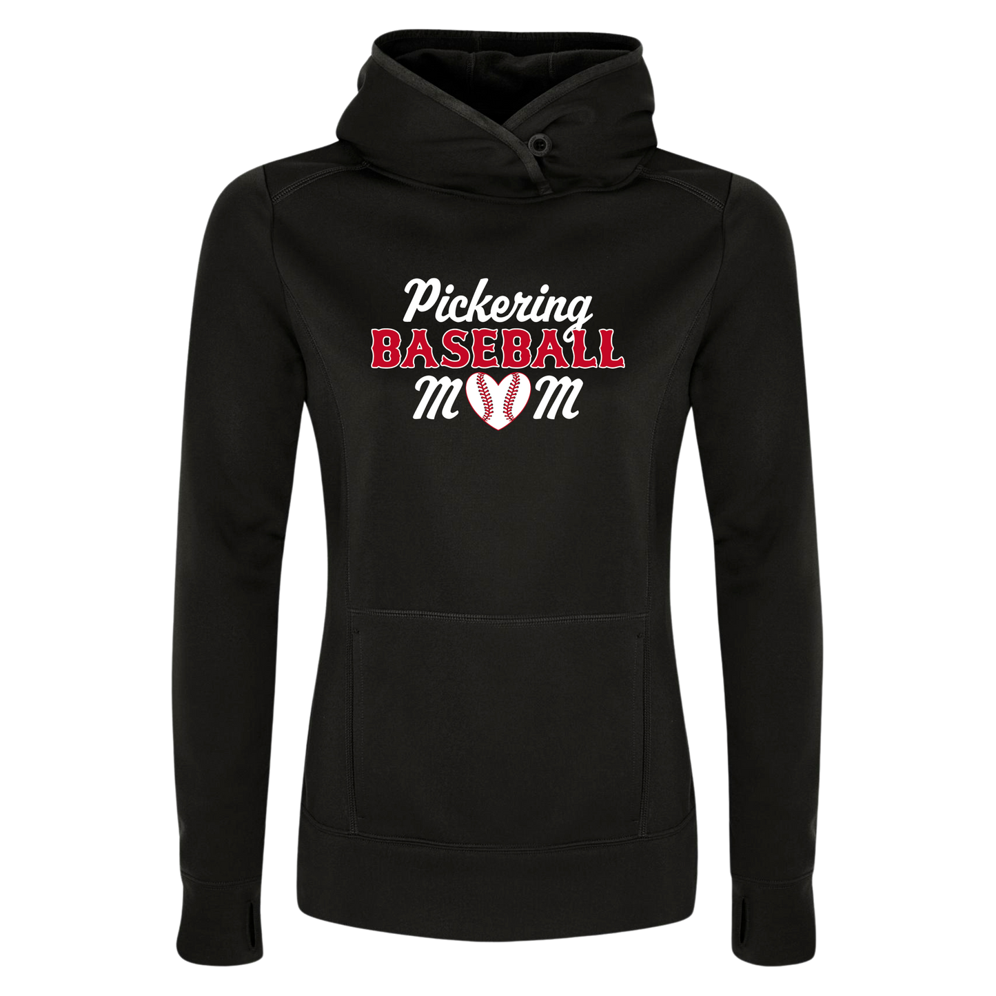 PICKERING BASEBALL MOM LADIES 100% POLYESTER HOODIE WITH NAME + NUMBER OPTION