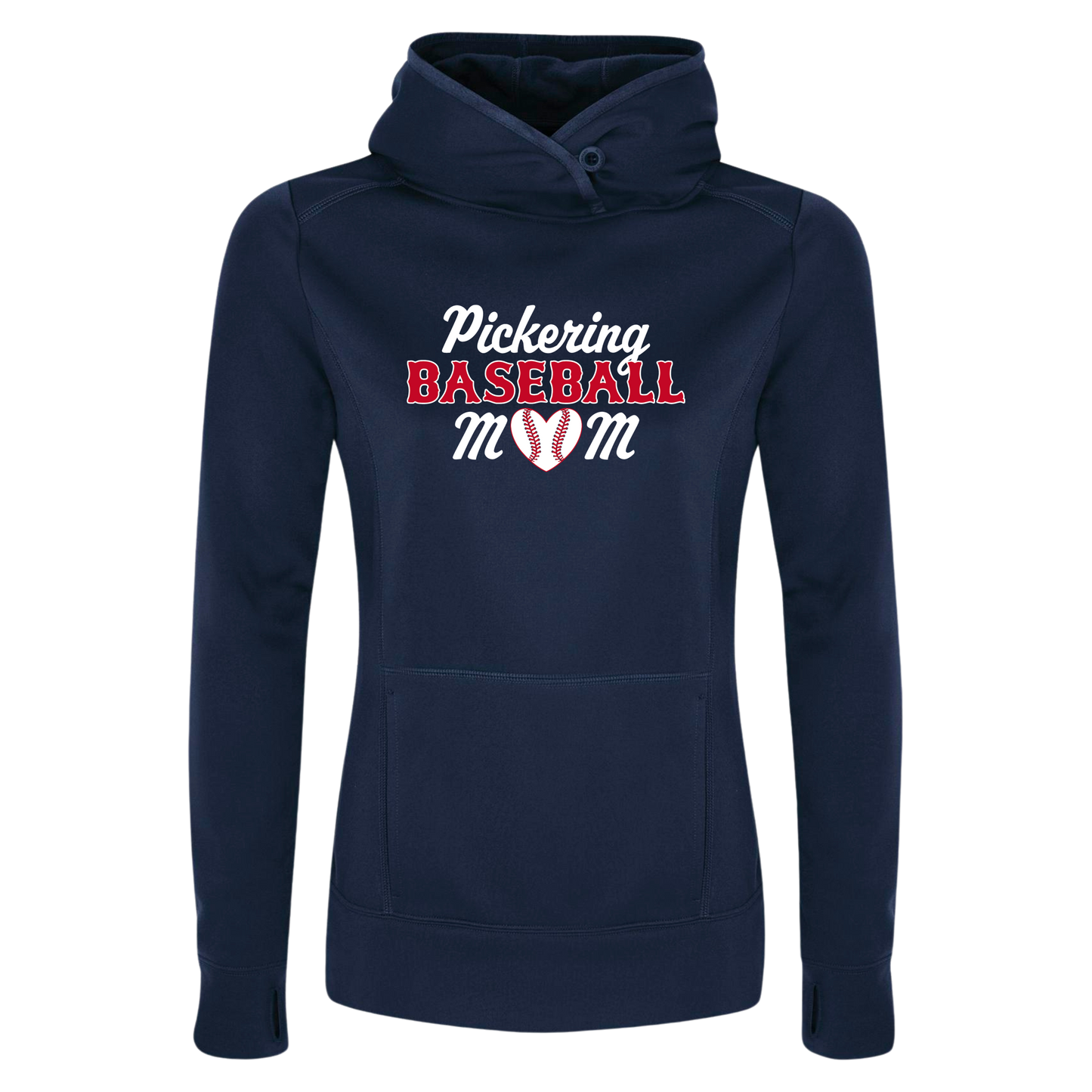 PICKERING BASEBALL MOM LADIES 100% POLYESTER HOODIE WITH NAME + NUMBER OPTION