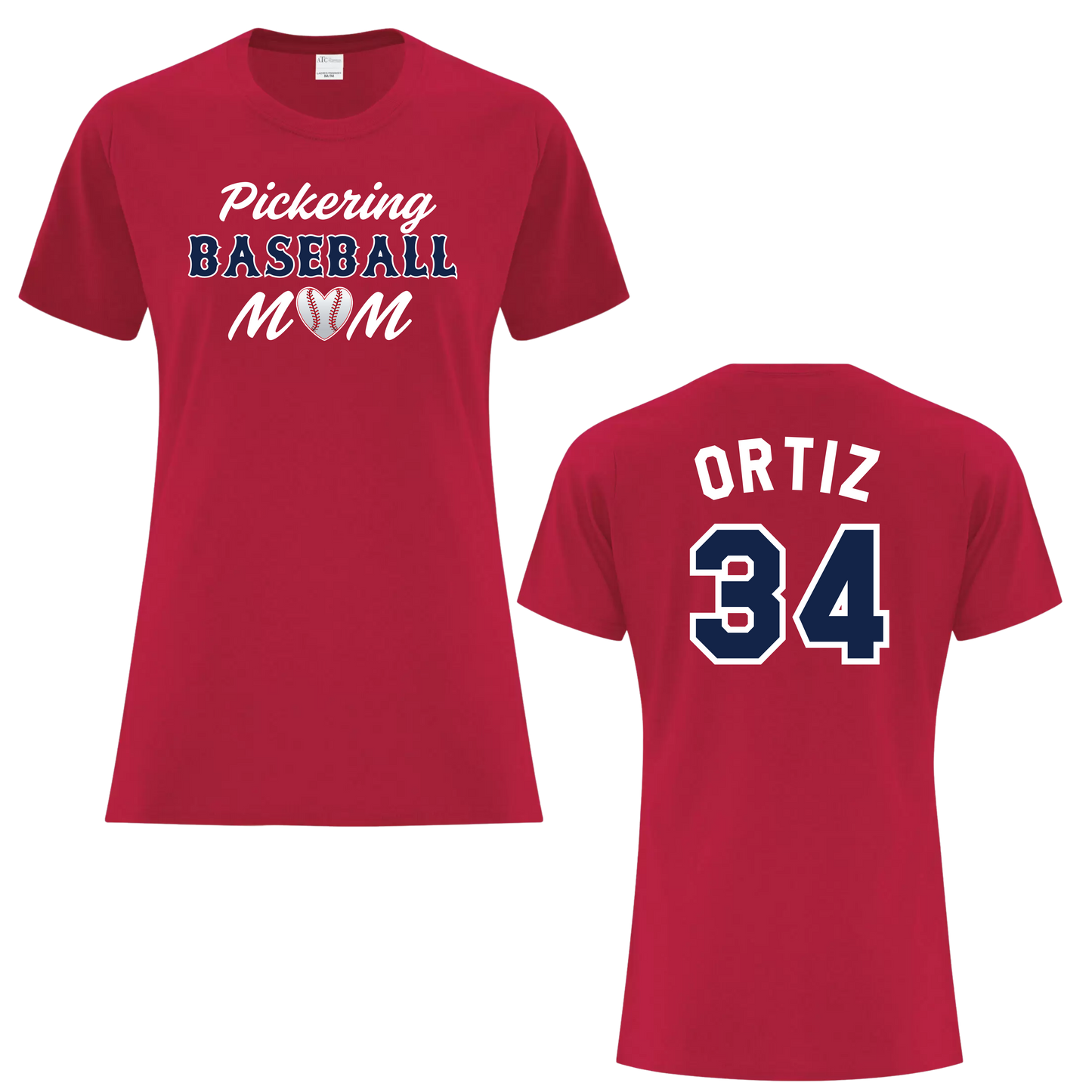 PICKERING BASEBALL MOM LADIES COTTON BLEND TEE WITH NAME + NUMBER OPTION