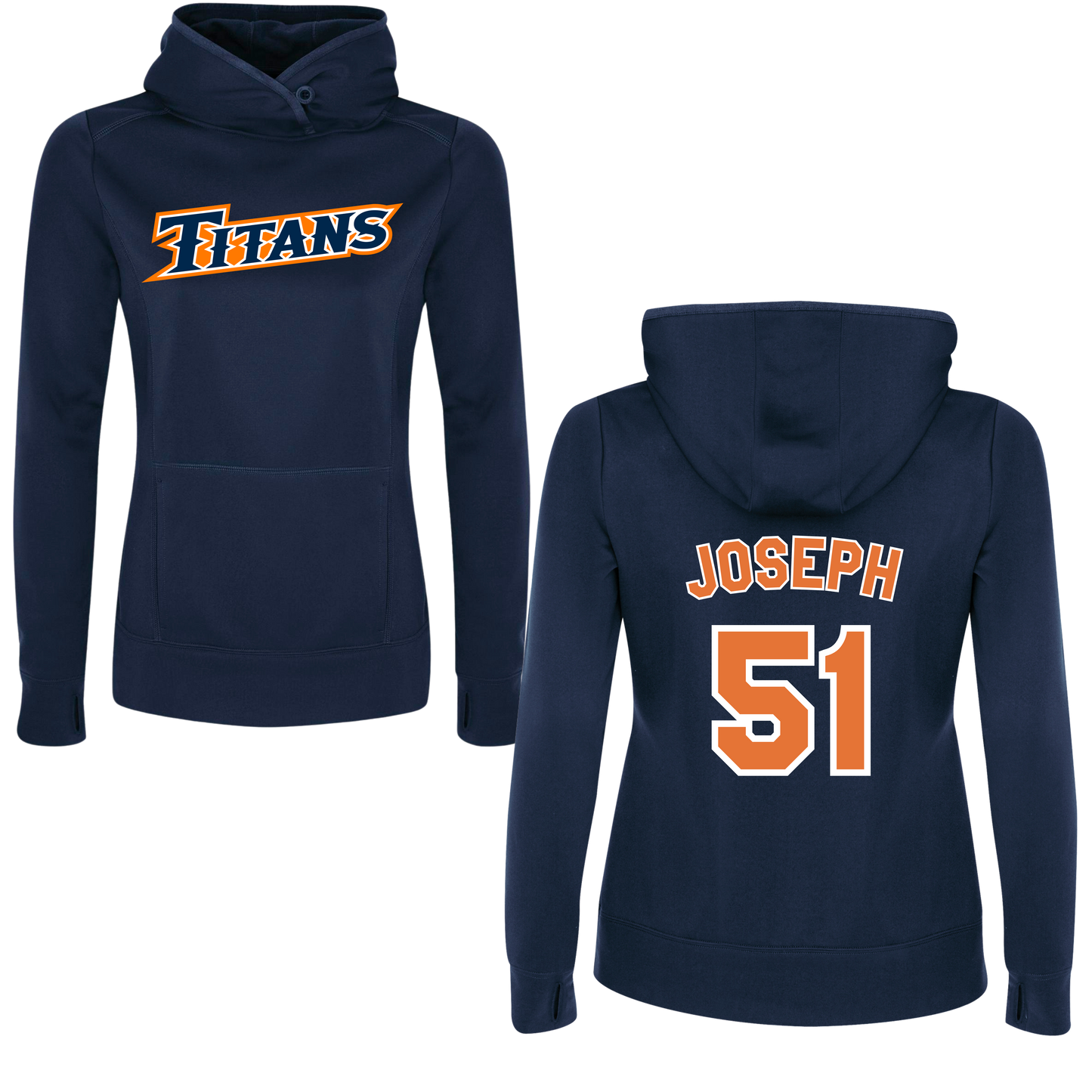 LADIES Personalized Name & Number 100% Poly Hoodie